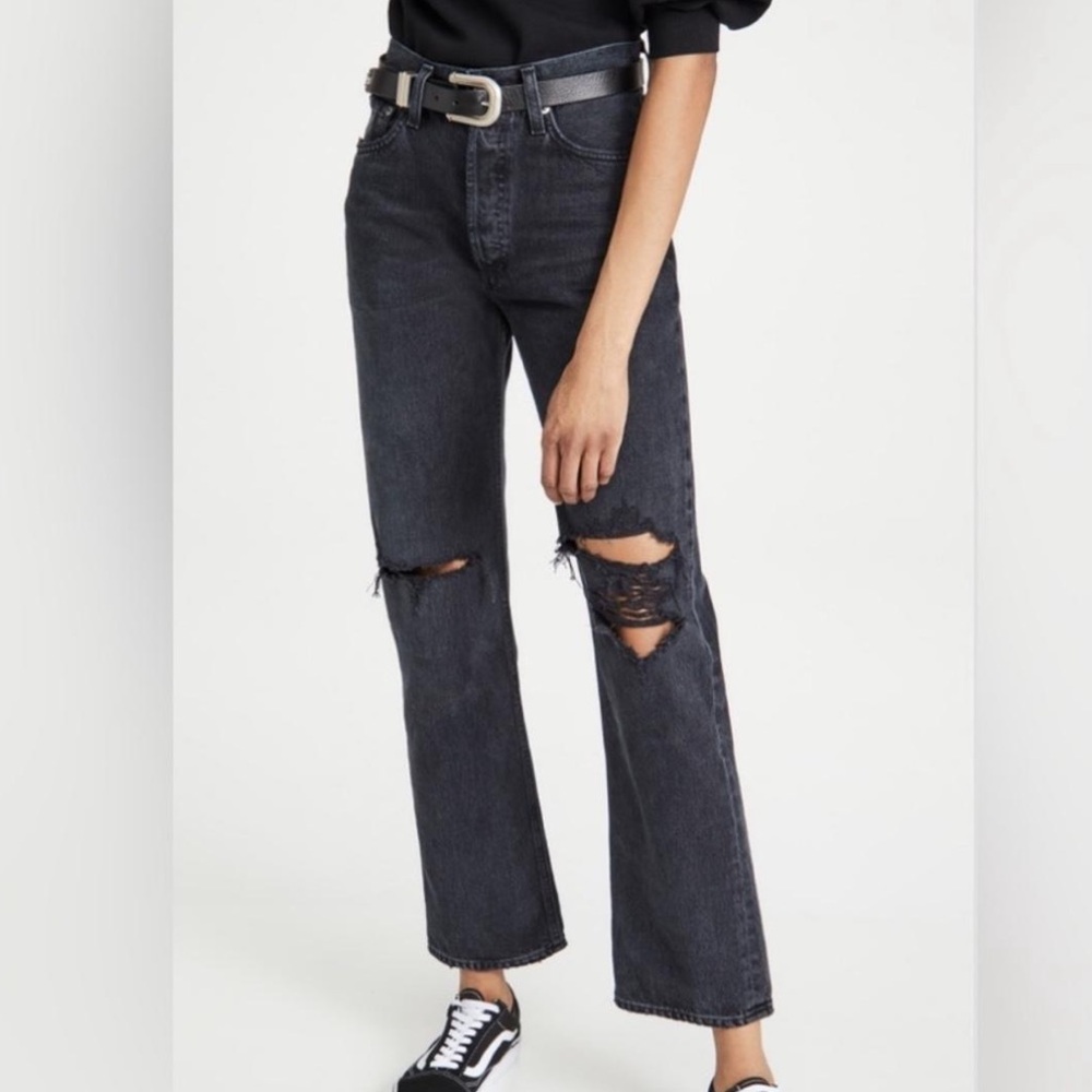 Agolde 90’s Mid-Rise Distressed Straight Leg Jeans